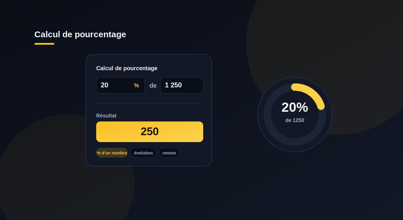 Aperçu du calcul de pourcentage outilsweb-pro